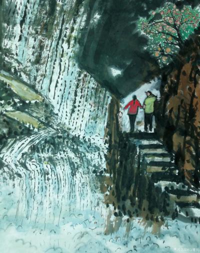 马曙光日记-马曙光画《连云港  花果山  水帘洞》
四尺整张竖幅并分别拍了局部,请看:【图1】