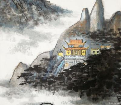 马曙光日记-马曙光作水墨《九华聖景》四尺整张竖幅，并附局部:【图2】