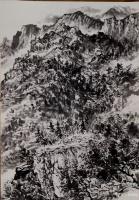 艺术家阎敏日记:水墨画作品《墨韵•太行——车佛沟印象》，尺寸四尺竖幅68×1【图0】