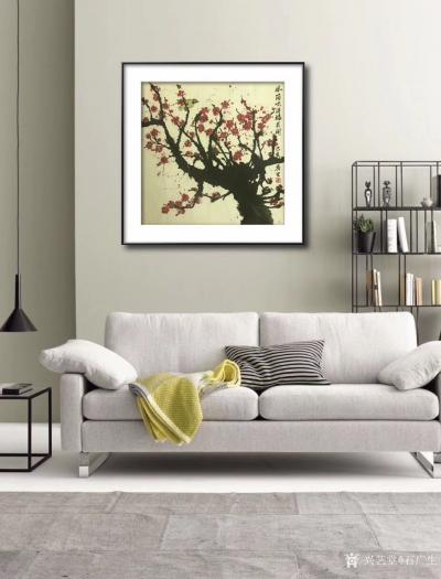 石广生日记-一幅电吹风吹出来的画《风筒吹得梅花开》，附装裱效果图，请欣赏：
第一道工序：用【图5】