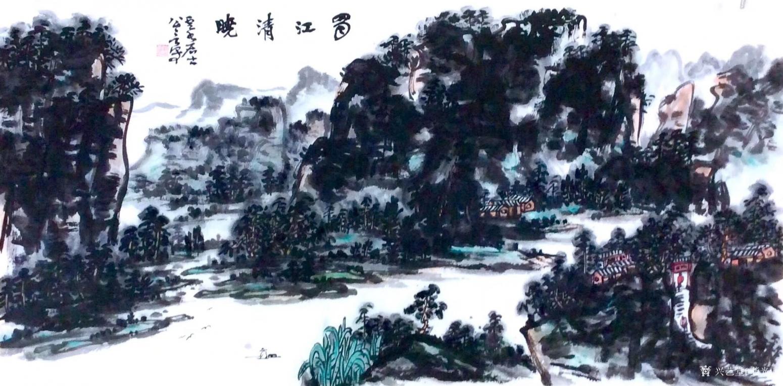 龚光万国画作品《水墨-蜀江清晓》