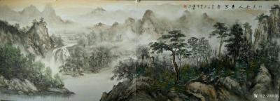 陈刚日记-油彩山水画作品《溪山高隐图》，第二幅《天际识归舟》尺寸1092✘640cm；第三【图4】