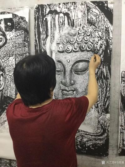 马培童日记-写给正在努力奋斗的我，献给正在努力者；马培童焦墨画感悟笔记（102）
焦墨画佛【图3】