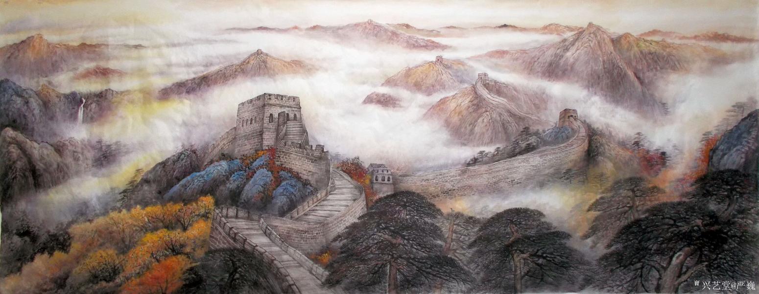 严巍国画作品《万里长城》【图0】