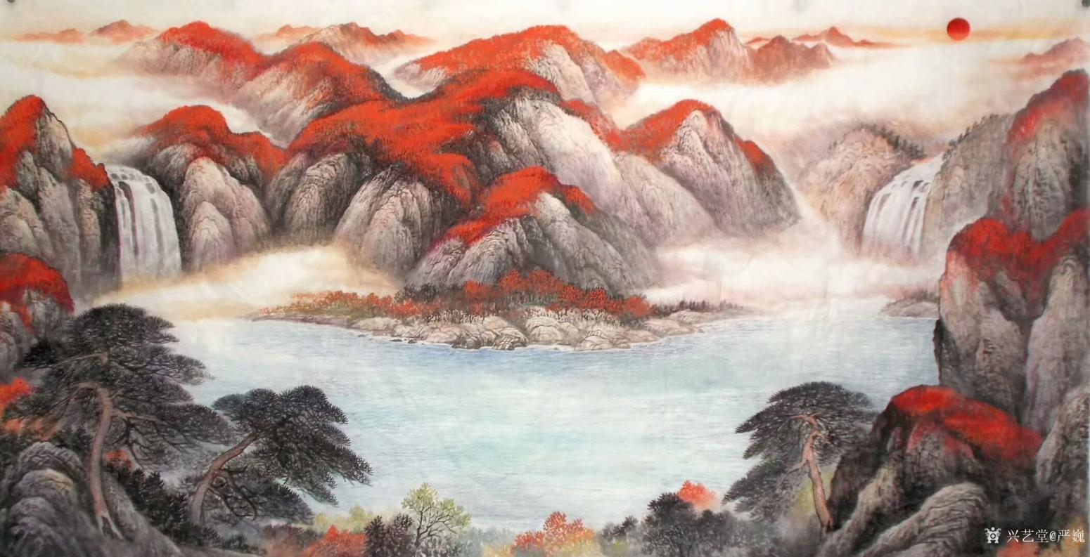 严巍国画作品《风水画—鸿运当头》