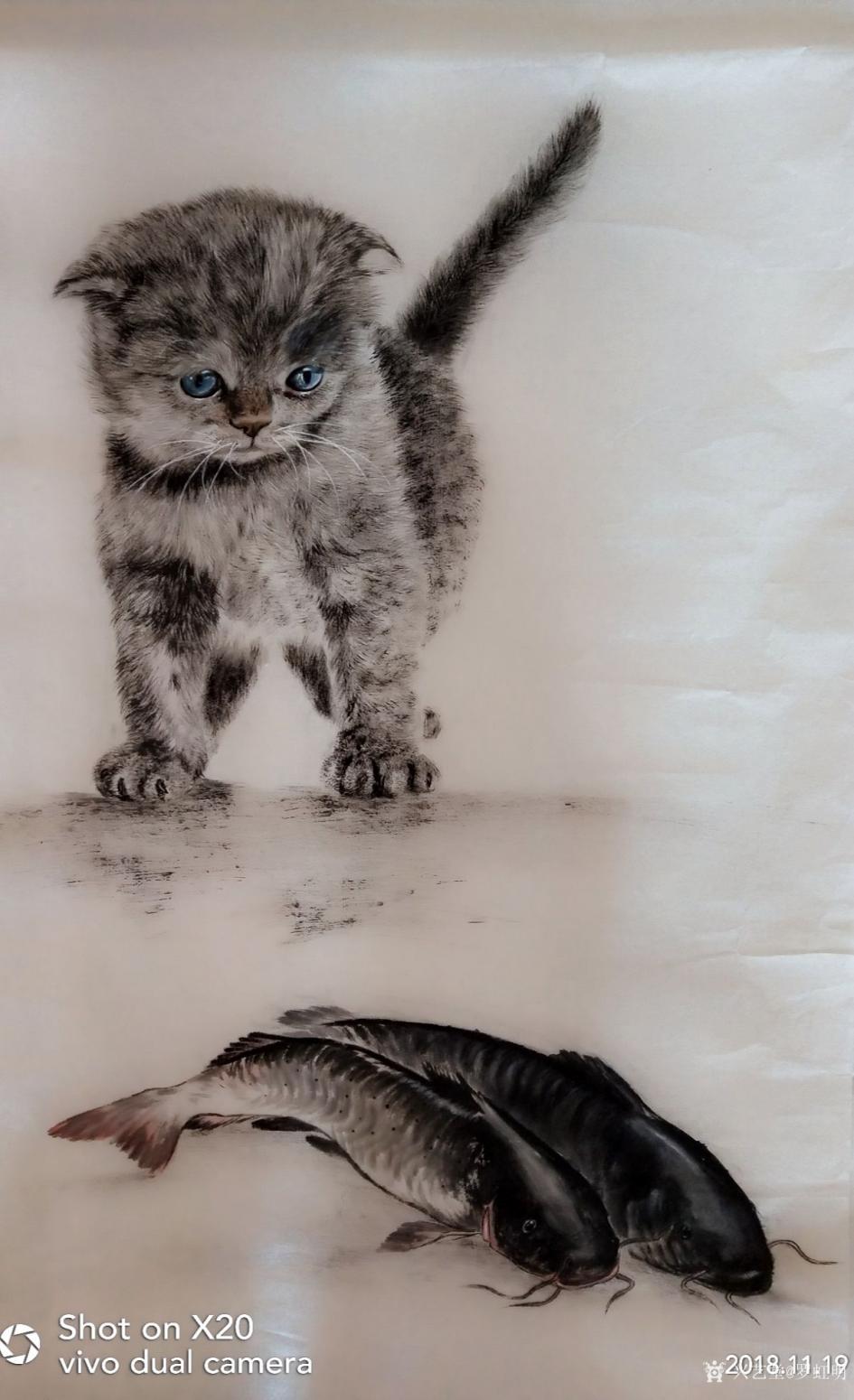 罗虹明国画作品《（猫）由余图》【图1】