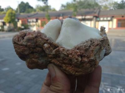 杨增超收藏-奇石:黄壳白灵玉原石，一级灵，如图。收藏品分享，欢迎交流。【图1】