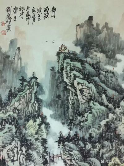 刘应雄日记-应湖南国画馆罗一飞先生邀請，特创作两幅四尺竖式国画山水画:《蚩尤故里大熊山》、《【图5】