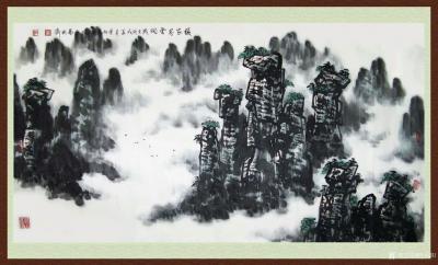 叶向阳日记-国画山水画《家住青山绿水畔》，翰墨颂中华，叶向阳庚寅年作品，好友老培作诗曰：