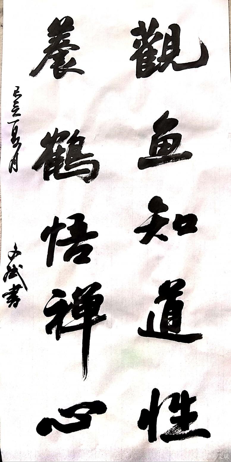 陈文斌书法作品《观鱼养鹤》【图0】