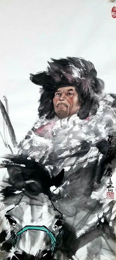 石川日记-国画人物画《草原雄鹰》《守猎》《神鹰》，乙亥年人物画作品三幅，表现草原风情。
【图3】