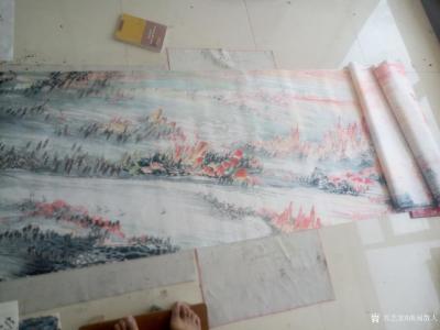 陈宇日记-听了朱之文同志的“滚滚长江东逝水”歌，感觉岁月很是沧桑，随即创作出一幅8米长幅的【图7】