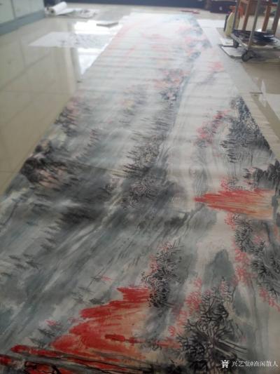 陈宇日记-听了朱之文同志的“滚滚长江东逝水”歌，感觉岁月很是沧桑，随即创作出一幅8米长幅的【图8】