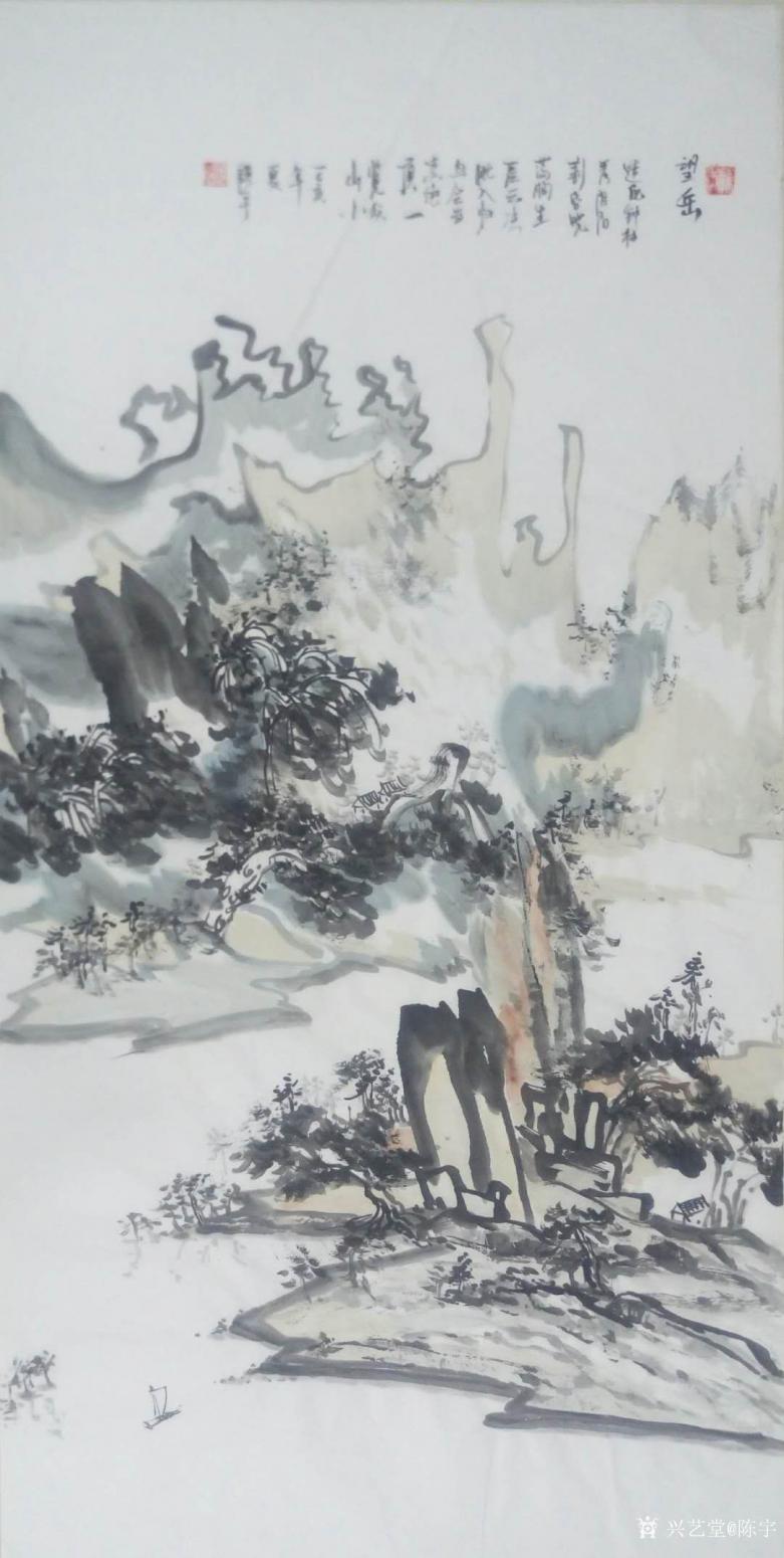 陈宇国画作品《望岳》【图0】