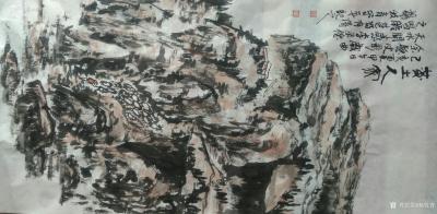 杨牧青日记-黄土人家 三尺立轴/100cmx50cm
款识：己亥夏甲午日，余听皮影戏曲《天【图1】