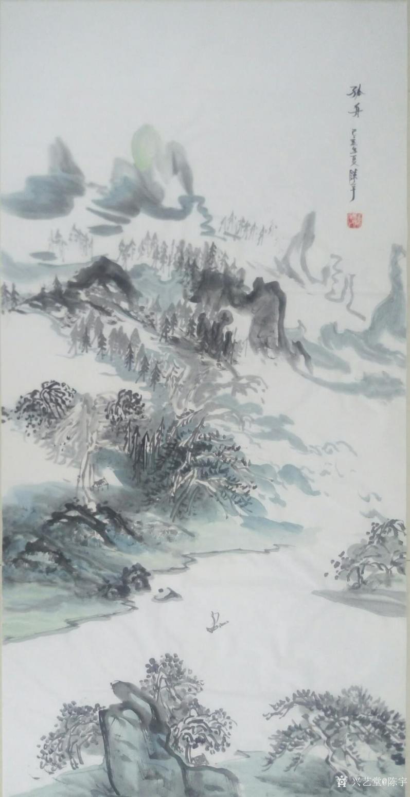 陈宇国画作品《《孤舟》》