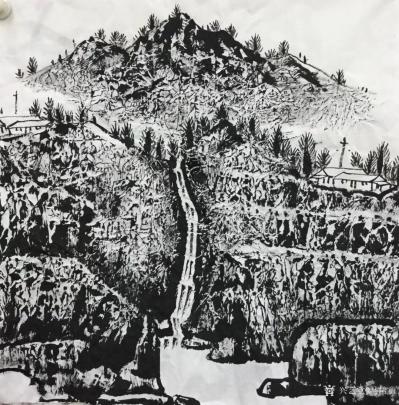 马培童日记-马培童创新之路，新岩画汉画拓片法（1）
    新岩画拓片法，擅长山水，石窟佛【图4】