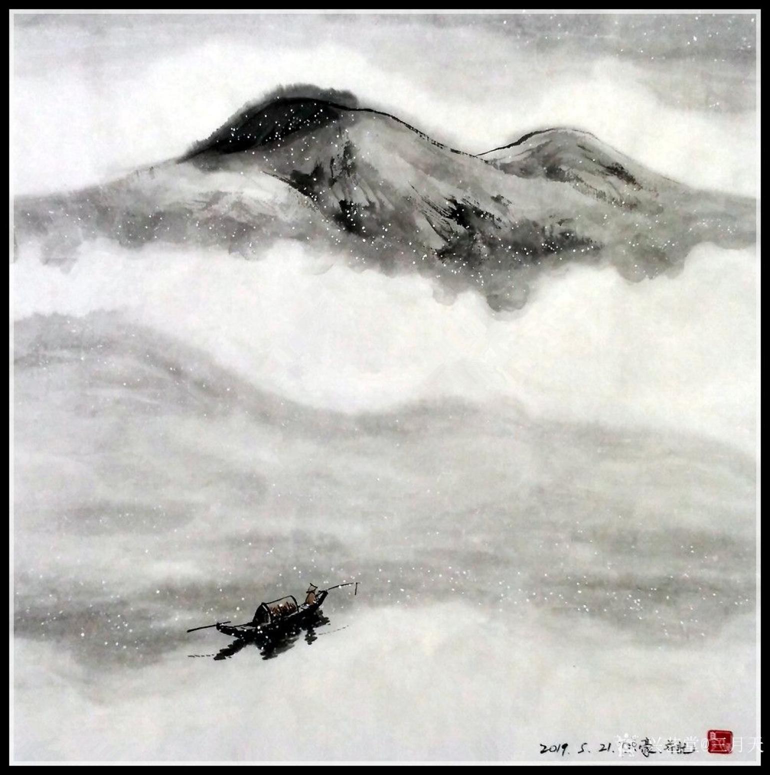 三月天国画作品《独钓寒江雪》【图0】