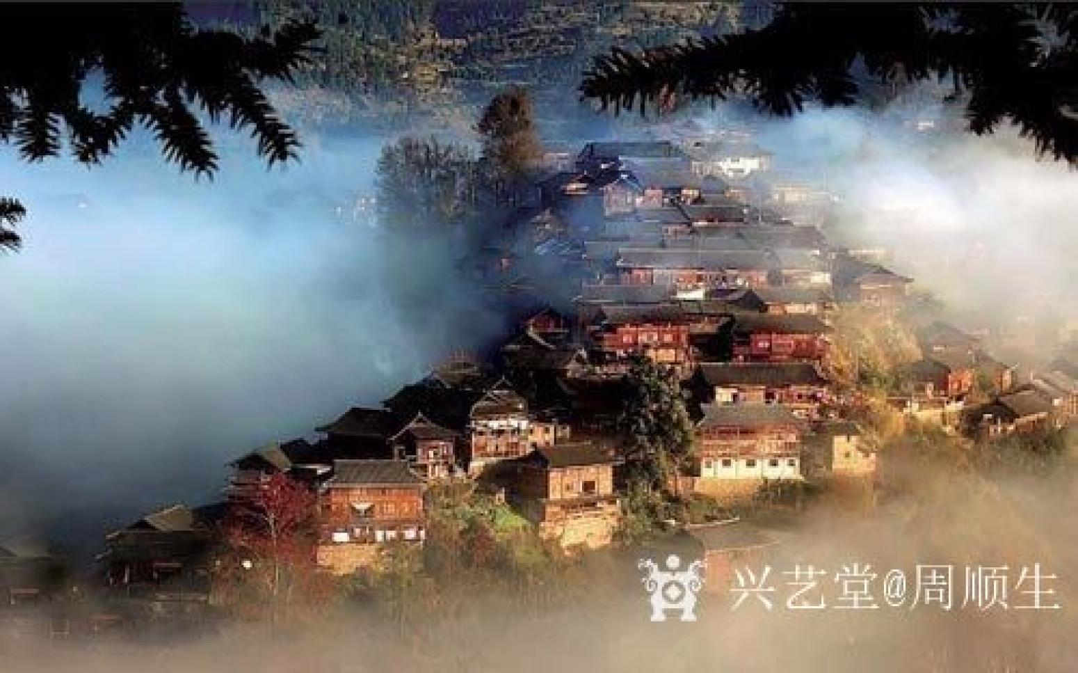 周顺生国画作品《苗寨桃花十里红》【图2】