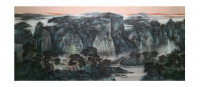 任振山日记-国画水墨山水近期新作品《江山多娇》尺寸丈二横幅367×144cm；第二幅名为《锦【图1】