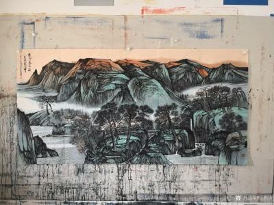 任振山日记-国画水墨山水近期新作品《江山多娇》尺寸丈二横幅367×144cm；第二幅名为《锦【图4】