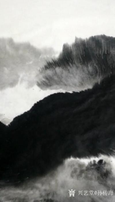 孙传海日记-国画水墨山水画《牛毛山》创作中；
  牛毛山：青岛市沧口 晓翁村的北面有一座不【图1】