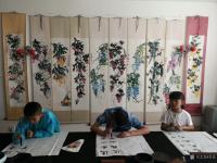 艺术家李高收藏:工作室少儿课堂今天体验团扇国画创作，小朋友们最近写的画的进步【图5】