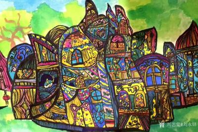 刘永铎收藏-《热爱绘画的小姑娘》学生作品欣赏；
她那么的热爱画画，
闲暇时没事画画，
【图1】