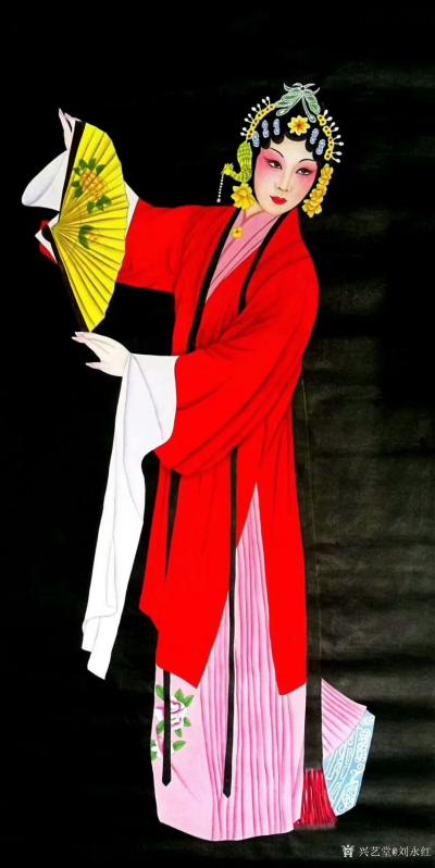 刘永红日记-古典戏曲人物画“花旦”工笔画作品7幅，请欣赏；
  旦行是扮演各种不同年龄，不【图6】