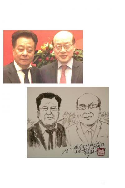 洪志标日记-人物肖像速写作品：第一幅是为国台办刘洁一主任和金门县洪允典议长作的两分钟人物肖像【图1】