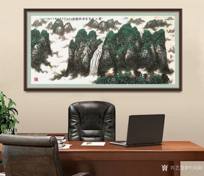 叶向阳日记-国画山水画《春山滴翠银瀑欢歌》，叶向阳翰墨颂中华作品欣赏，国画春山滴翠四尺整张横【图2】