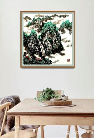 叶向阳日记-国画山水画《春山滴翠银瀑欢歌》，叶向阳翰墨颂中华作品欣赏，国画春山滴翠四尺整张横【图4】