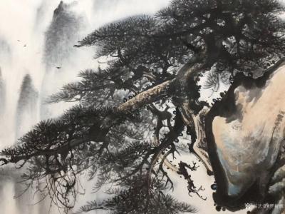 罗树辉日记-国画山水新作《峽江煙雨》“闲来听乐韵无穷，起而泼墨写春秋”，尺寸六尺斗方86Cm【图5】