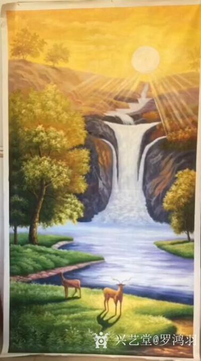 罗鸿羽日记-近日完成的风景油画订单：《世外秘境-金色沃土》《世外秘境-清溪幽林》《世外秘境-【图1】