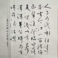 艺术家史介鸿日记:史介鸿行草，孟浩然《与诸子登岘山》一首。
四尺斗方。
此【图0】