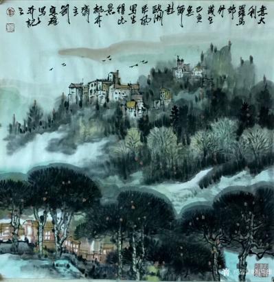 刘应雄日记-国画山水写生作品《意大利风情》系列作品欣赏；
  第一幅《罗马旧址》创作于乙亥【图8】