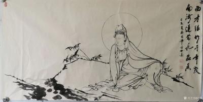 任燕日记-国画人物画观音菩萨《西方绿竹千年茂  南海莲花九品香》；
我佛慈悲，
阿弥陀【图1】