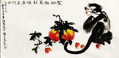 张近生收藏-联袂创作国画《封候得寿图》，与潮汕88岁泰斗书画家胡天民先生、著名老书画家黄铠先【图1】