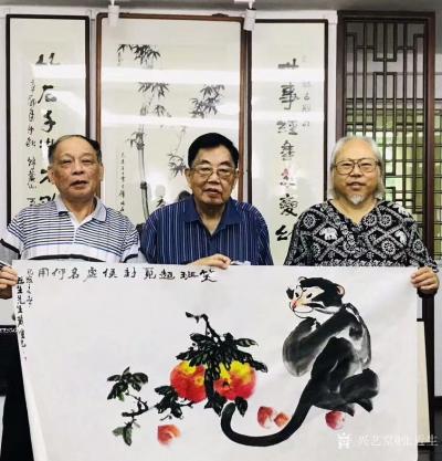 张近生收藏-联袂创作国画《封候得寿图》，与潮汕88岁泰斗书画家胡天民先生、著名老书画家黄铠先【图2】