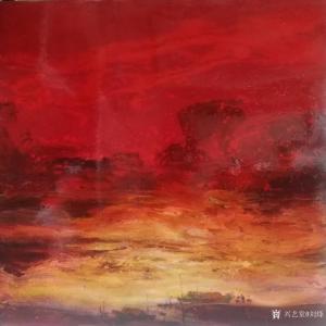 艺术品图片：艺术家刘烽油画作品名称《红潮》议价