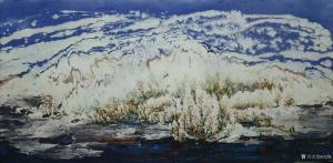 艺术品图片：艺术家刘烽油画作品名称《潮随暗浪雪山倾》议价