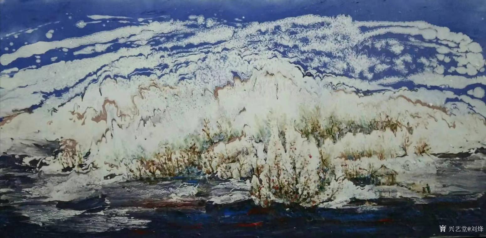 刘烽油画作品《潮随暗浪雪山倾》【图0】