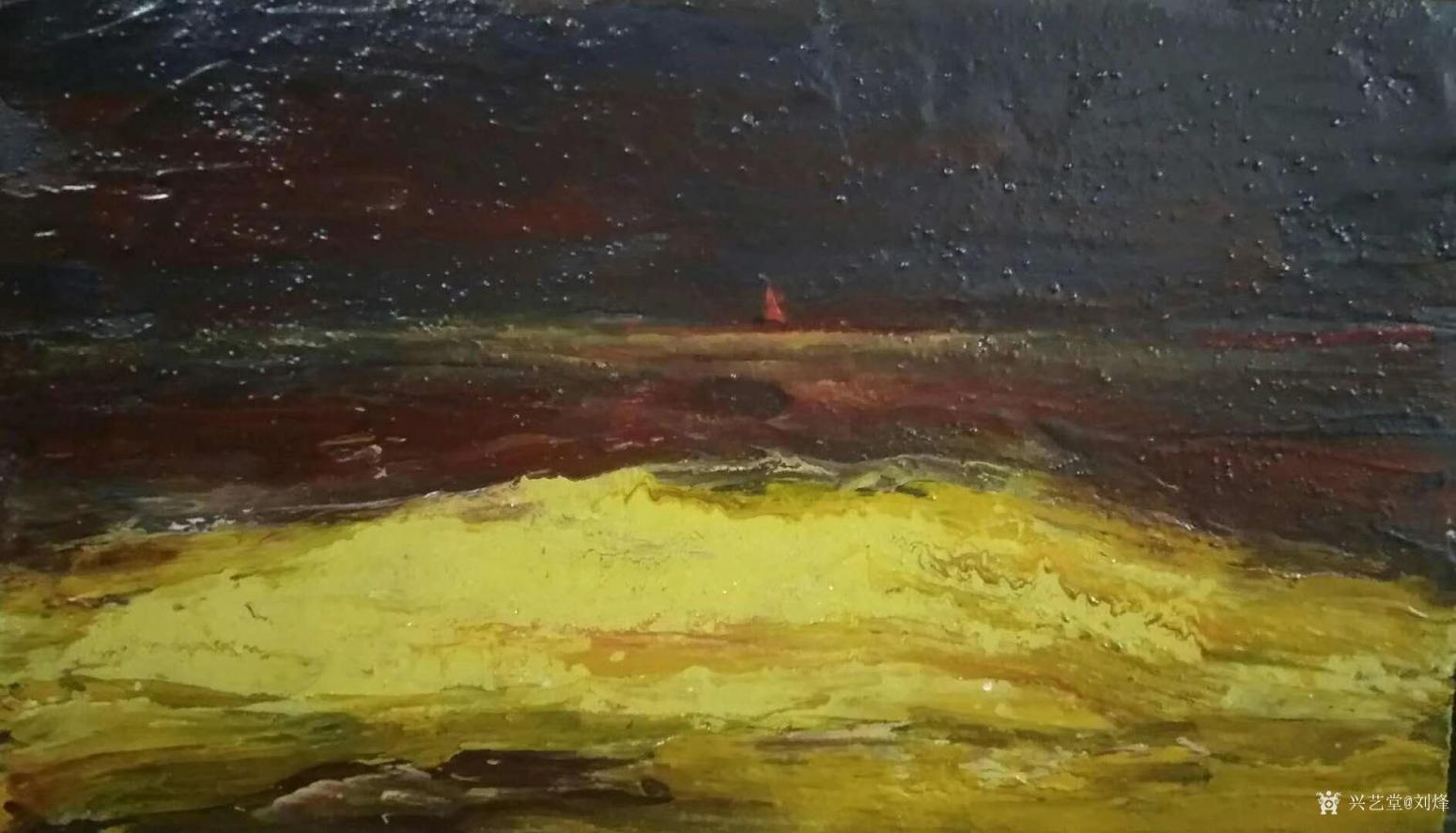 刘烽油画作品《孤舟》