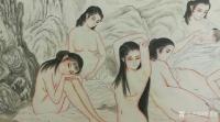 艺术家徐景莲日记:国画人物画《溪边洗澡的女人们》，乙亥年仲夏新作品；
  天【图0】