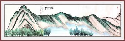 秦发艺日记-国画表意画《龙脉护佑》两幅。
  山水有型，一道龙脉，风水有灵，龙脉护佑。龙头【图2】