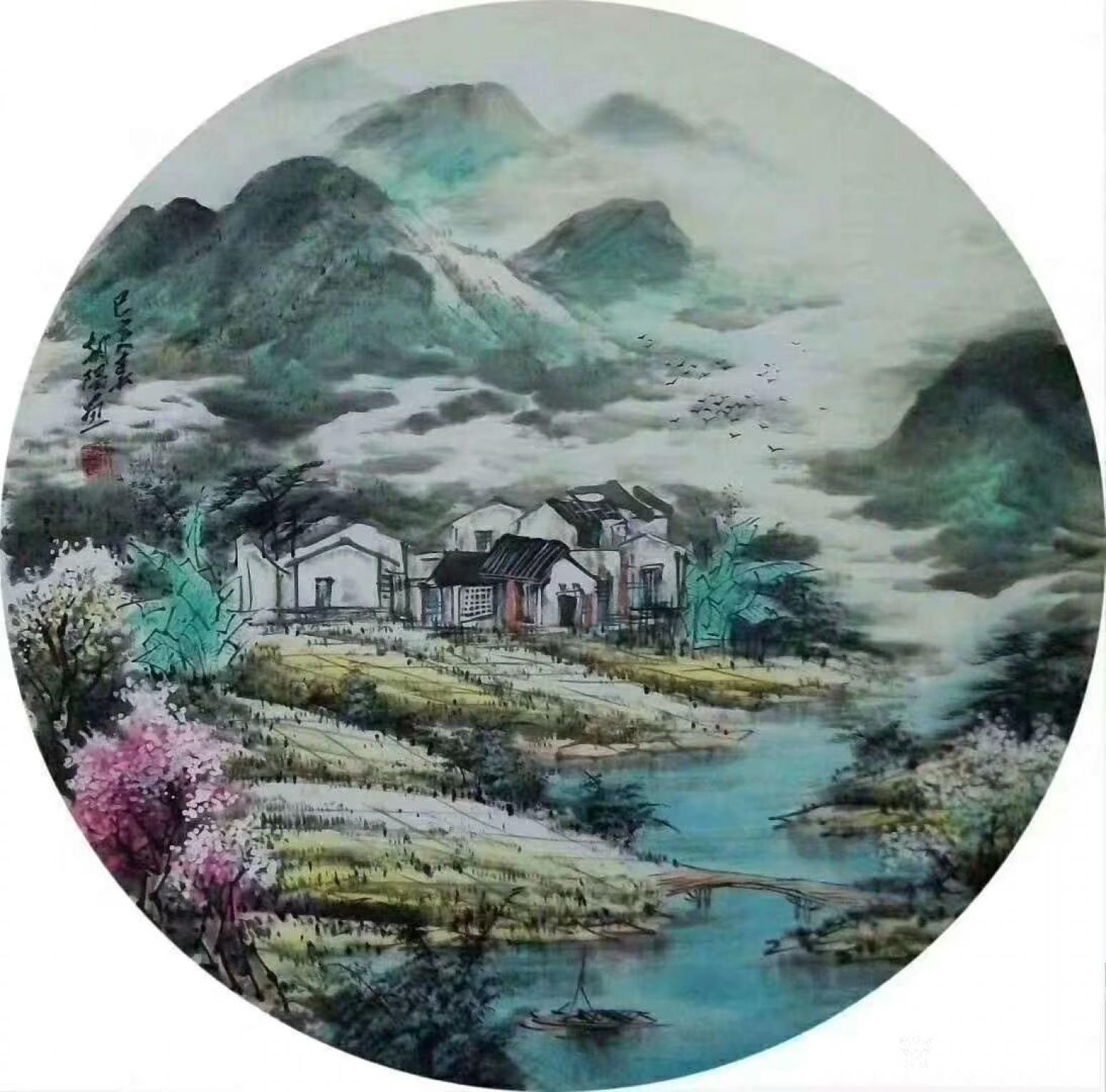 吴朝阳国画作品《山水画世外桃源春》