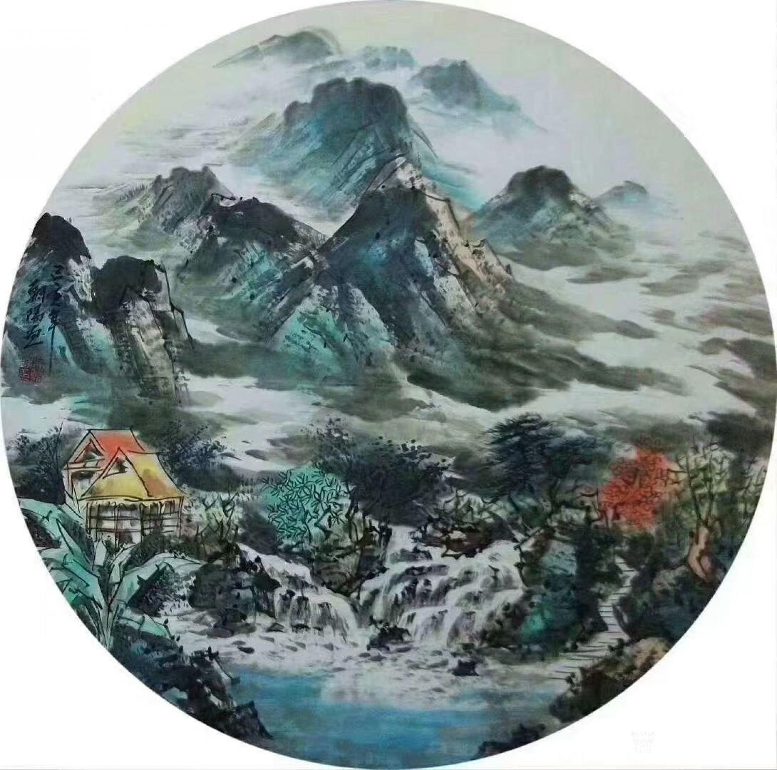 吴朝阳国画作品《山水画世外桃源夏》
