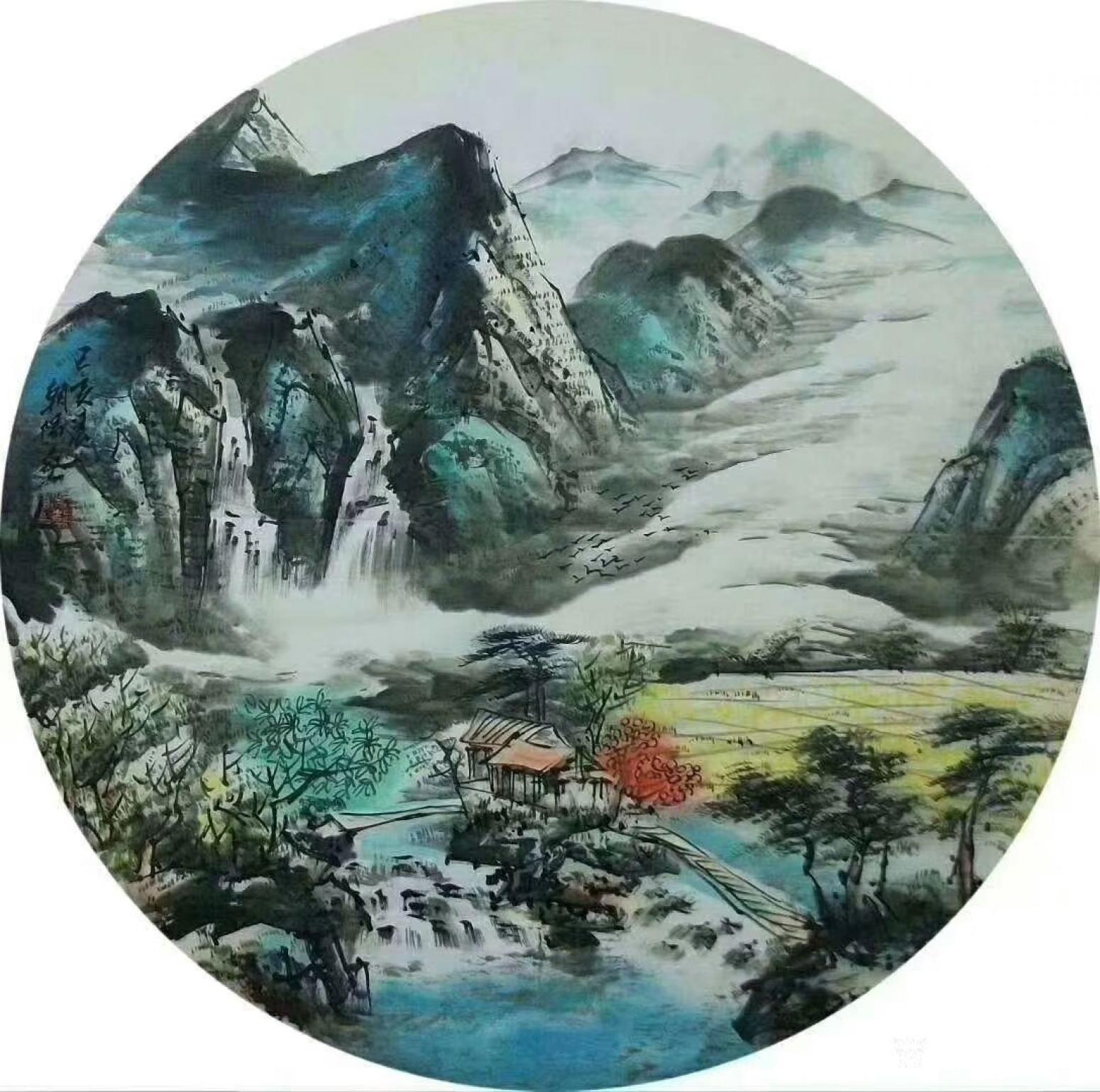 吴朝阳国画作品《山水画世外桃源秋》【图0】
