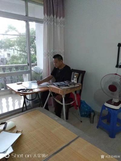 陈刚日记-采风之楠溪江陡门村，并完成《楠溪江》画作两幅；
  在永嘉通刘存浩先生的引导与【图2】