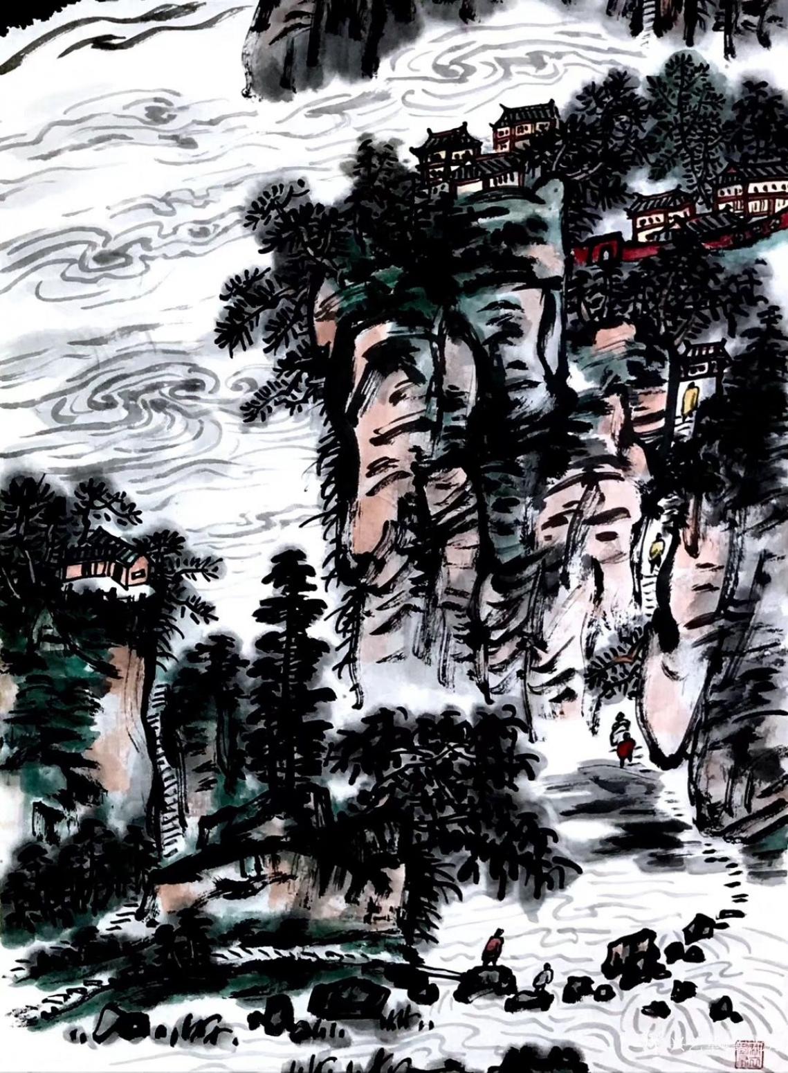 龚光万国画作品《渡水傍山寻绝壁》【图2】